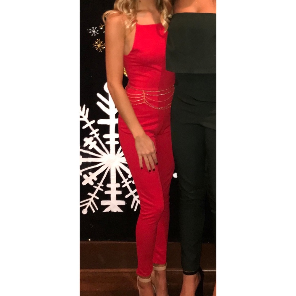 Missguided red jumpsuit
